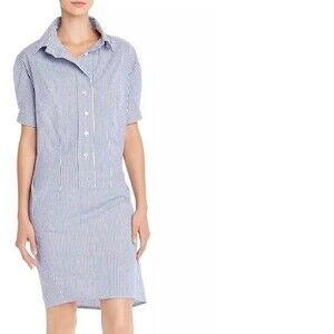 Aqua size L - Navy and White Striped Shirt Dress - NWT